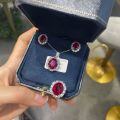 wholesale 925 Silver Cultivated Ruby Pendant with Diamond Necklace for Women, Ins Live Streaming 2025-0-8