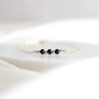 wholesale S925 Sterling Silver Red Moose Whole Body Black Obsidian Thin Bracelet for Women, Slender Minimalist Niche Exquisite Handmade-BS0256-Gold 925 Silver