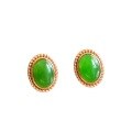 wholesale Rose gold-plated 925 silver inlaid with Hetian jade earrings, court-style ancient elegance gemstone stud earrings-0-4