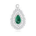 wholesale 925 Silver 2ct Teardrop 6*10 Lab-Grown Ruby Sapphire Emerald Pendant Necklace-0-7