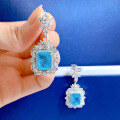 wholesale S925 silver jewelry new Paraiba color earrings and ear pendants, elegant micro-set ear accessories-0-2