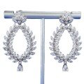 wholesale S925 Sterling Silver Exquisite Marquise Cut European & American Heavy Style Luxurious Banquet Earrings-0-4