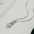 925 Sterling Silver 1ct Moissanite Classic Interlocking Pendant Necklace-0-0