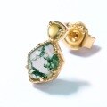 wholesale S925 Silver Geometric Green Moss Agate Earrings for Women, Korean Style Watercolor Ear Studs, European and American Light Luxury Cross-Border Supply-0-3