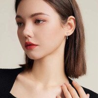 wholesale S925 Sterling Silver minimalist leaf tassel earrings for women, small and niche luxury design with a high-end feel, trending ear accessories-ins minimalist leaf earrings>ED021052