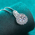 S925 Sterling Silver Moissanite Sunflower Pendant Necklace for Women-0-1