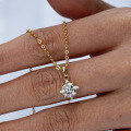 14K Gold Plated 925 Silver Moissanite Four-Claw Pendant Necklace-0-2