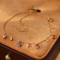 wholesale S925 Sterling Silver Full Body Ins Colored Sapphire Bracelet Anklet Necklace, Exquisitely Crafted and Delicately Elegant-0-0