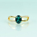 wholesale S925 Sterling Silver Emerald Nano Ring, High-End Light Luxury Fashionable Elegant Colored Gemstone Ring-0-1