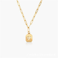 wholesale Sterling Silver European and American Hit Hollowed 26 Letters Fashion Versatile Ins Style Large Cross Chain Necklace for Women-Rose gold copper