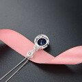 wholesale S925 silver Korean Dongdaemun blue diamond necklace pendant, round zirconia drop-0-2