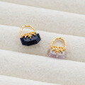 wholesale S925 Sterling Silver Gold-Plated Japanese New NOJES Style Pendant with Amethyst Stone Small Bag Charm DIY Versatile Earrings-0-3