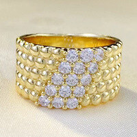 wholesale Metal: S925 Silver Gold-Plated Zhuofan New Beaded Ring for Women, Fashion-Forward, Minimalist, Personality-Infused, Bestseller in Europe and America-R815 Gold 5
