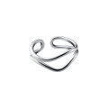 wholesale 925 Sterling Silver Minimalist Wave Double Layer Ring, Niche Design Irregular Line Index Finger Jewelry R00344-0-4