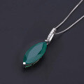 wholesale S925 Silver Custom Green Agate Ring Necklace Earrings Three-Piece Set Natural Colored Gemstone Jewelry Suite-0-1