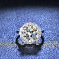 S925 Silver Four-Claw 5ct Moissanite Double Row Wedding Solitaire Ring-0-1