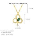 wholesale S925 Sterling Silver Four-leaf Clover Necklace, Adjustable Snake Ring, And Emerald Zircon Earrings Set-0-8