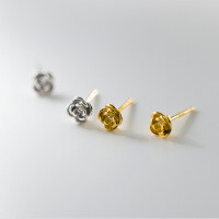 wholesale S925 Sterling Silver Minimalist Forest-style Rose Stud Earrings Small and Stylish Commuting Ear Accessories for Women M05029-S925 silver pair silver 925 silver
