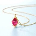 wholesale S925 Sterling Silver Japanese-Inspired Luxury Minimalist Diamond-Shaped Exquisite Prong-Set Ruby Pendant Necklace Cross-Border Best-Seller-0-4