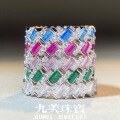 wholesale S925 Silver Colorful High Carbon Diamond Ring-0-0