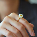 wholesale Sterling silver with certificate Hetian jade ring,-0-6