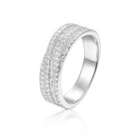wholesale S925 Sterling Silver Wide Band Zircon Inlaid Ring Luxury Cross-Border Imitation Diamond Ring for TikTok Live-Zircon Ring  US size 6 (domestic size 13)