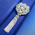 wholesale S925 Silver New Phoenix Nirvana Pearl Tassel Brooch for Women with 12mm Luxury Full Diamond Inlay-0-3