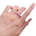 wholesale Pure Silver New 4*6 Pink Sapphire Square Single Diamond Simple and Versatile Elegant Engagement Ring for Women Live Streaming-0-4