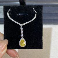 wholesale 925 Sterling Silver Ice-Cut Necklace for Women, Live Stream Popular Fringe Style Cross-Border Same High-End Ice-Cut Pendant-Yellow Diamond-XL098 925 Silver