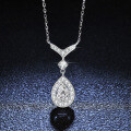 Sterling Silver S925 Wholesale Women's Cross Moissanite Teardrop Pave Choker Necklace-0-2