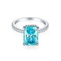 wholesale 925 Silver European & American 4ct Color Gemstone Ring for Women, High-End Luxurious Exaggerated 8*11 Ice Flower Cut High-Carbon Diamond-0-10