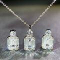 wholesale S925 Sterling Silver Rock Sugar Necklace for Women with Zircon Gemstone Colored Gem Choker Chain Emerald Cut High Carbon Diamond Pendant Set-0-0
