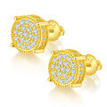 wholesale S925 Silver Plated 18K Gold Hip Hop Full Diamond Earrings with Moissanite for Men-0-4