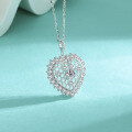 wholesale Silver Moissanite Heart Necklace Zircon Pendant Fashion Jewelry Simple Micro-Paved Choker Wholesale-0-1