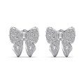 wholesale 925 Sterling Silver Korean Style High-End Bow Knot Zircon Stud Earrings and Necklace Set for Women-0-5