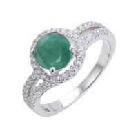 wholesale S925 Sterling Silver with Natural Garnet, Topaz, and Crystal Gemstones for Daily Commute Unisex Ring-Natural Emerald Ring US Size 7