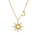 wholesale S925 Sterling Silver Japan Korea Eight-Pointed Star Women's Natural Opal Necklace Exquisite Shining Trendy Fashion-0-4