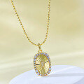wholesale S925 Gold-Plated Silver Necklace with Luxury Brushed Oval Pendant, Fashionable and Versatile for Commute, Live Streaming Bulk Wholesale-0-1