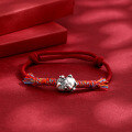 wholesale 999 Silver Auspicious Zodiac Snake Bracelet, Year of the Snake, Handwoven Red String Anklet for Women, Goddess Festival Gift-0-10