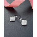 wholesale S925 Sterling Silver Korean New Minimalist Style Geometric Diamond-shaped Earrings with Crystal Accents for Women-0-2