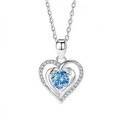 wholesale S925 Sterling Silver Large Moissanite Side-Diamond Heart Necklace Fashion High-End Collarbone Chain Pendant-0-4