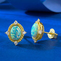 wholesale S925 Gold-Plated Silver Opal Dreamy Blue Palace Style Luxury Earrings, a Hot Seller on Xiaohongshu-0-1