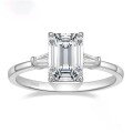 wholesale S925 Sterling Silver 3-Carat Square Emerald Cut Fashion Versatile Moissanite Ring Silver Jewelry-0-3