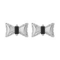 wholesale S925 Sterling Silver Korean Version Korean Ins Style Minimalist Small Design Unique Sweet and Edgy Bow Black Diamond Earrings for Women-0-5