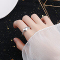 wholesale S925 Sterling Silver Twisted Heart Minimalist Design Open Adjustable Ring with a Luxurious Feel-0-3