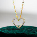 14K Gold Plated 925 Sterling Silver Moissanite Heart Pendant Necklace-0-0