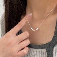 wholesale S925 Sterling Silver Korean Version Chiheng Broken Silver Necklace for Women, Small and Minimalist, Luxuriously Exquisite, Versatile Trendy Collarbone Chain-Sterling silver