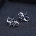 wholesale S925 Silver Blue Sapphire Earrings with Design Sense, European and American High-End Style, Set with Natural Gemstone Ear Studs and Ear Drops-0-1