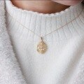 wholesale 925 Silver Gold-Plated 3D Floral Basket Pendant with Natural Freshwater Pearl, Dunli Jewelry New Necklace Collarbone Chain-0-3