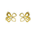 wholesale Sterling Silver S925 Japanese-style Literary and Artistic Double-layer Hollow Floral Single Diamond Stud Earrings G6728-0-4